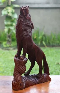 Деревянная фигурка ручной работы "Волк" AM1263  купить в интернет магазине Мебель из массива. Звоните +7 495 961-63-63 Мебель Индонезии